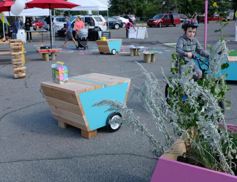 Acadia. Pop-up traffic-calming measure